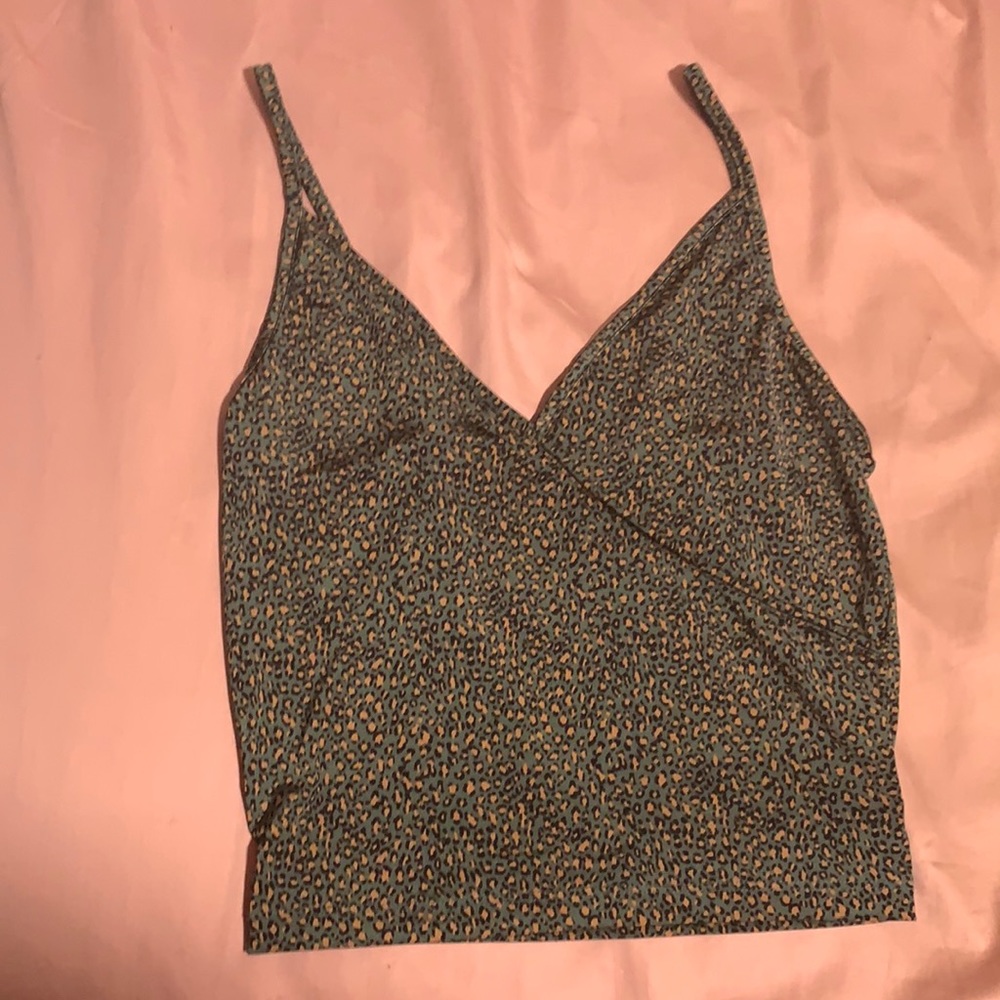 Urban Outfitters | Silky Green Leopard Print Tank
